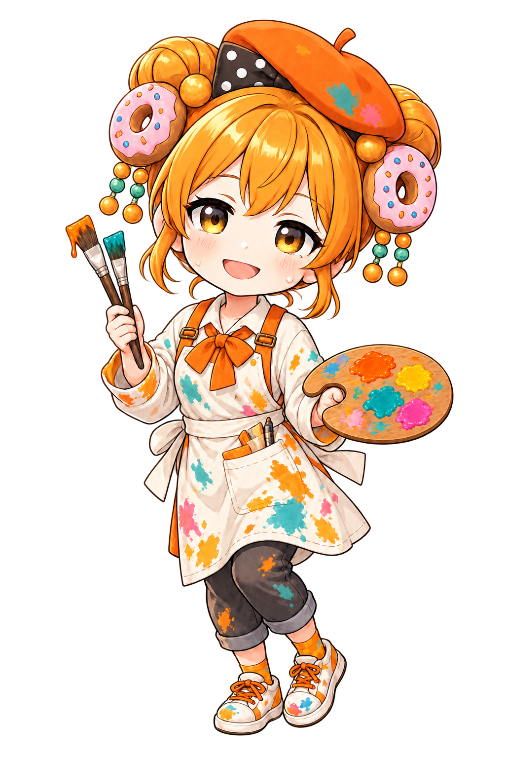 絵描き衣装のドーナツモチーフキャラクター